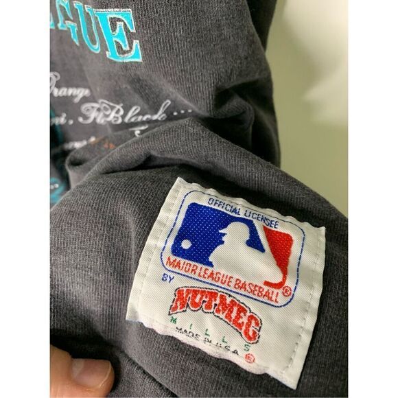 Vintage Florida Marlins Nutmeg Mills single stitch t shirt national league large - Picture 4 of 7